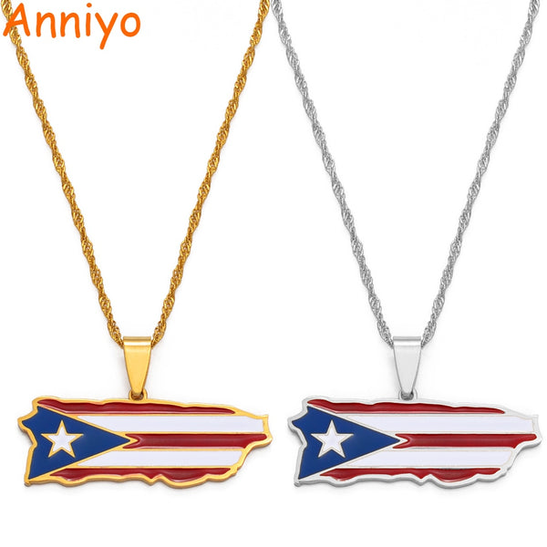 Wood Puerto Rico Flag Necklace | MamiWear.com