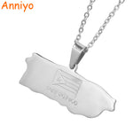 Puerto Rico Map Pendant Necklaces Jewelery Stainless Steel