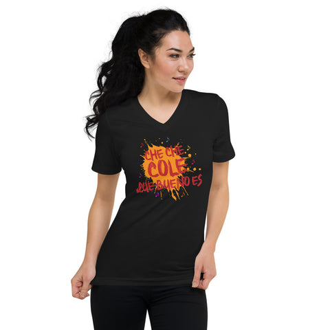 Che Che Cole Women's RED & YELLOW Unisex Short Sleeve V-Neck T-Shirt